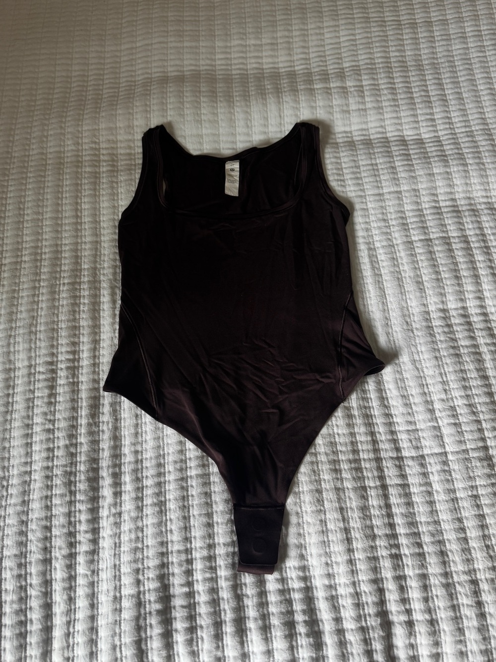 Lululemon Wundermost Ultra-Soft Nulu Square-Neck Sleeveless Bodysuit Espresso S